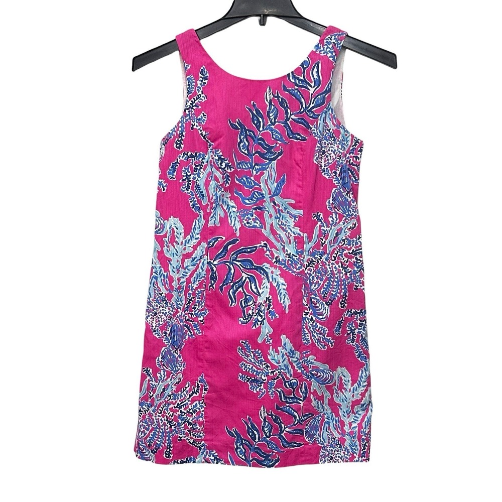 Lilly Pulitzer Cathy Shift Dress Capri Pink‎ Samba Starfish Zipper Size 2 Beach